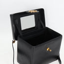 CHANEL Vanity Hand Bag Caviar Skin 2way Black Gold CC Auth 138563A-22