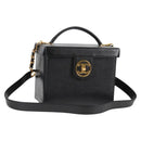 CHANEL Vanity Hand Bag Caviar Skin 2way Black Gold CC Auth 138563V-1
