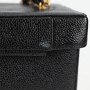 CHANEL Vanity Hand Bag Caviar Skin 2way Black Gold CC Auth 138563V-3