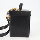 CHANEL Vanity Hand Bag Caviar Skin 2way Black Gold CC Auth 138563A-4