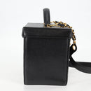 CHANEL Vanity Hand Bag Caviar Skin 2way Black Gold CC Auth 138563V-5