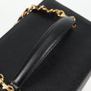 CHANEL Vanity Hand Bag Caviar Skin 2way Black Gold CC Auth 138563A-8