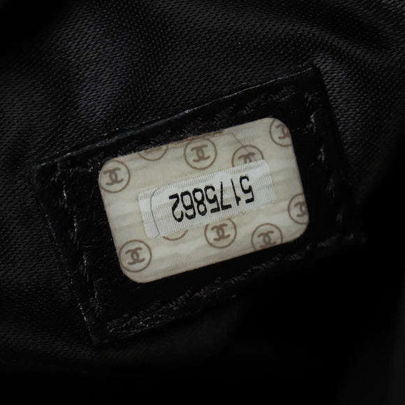 CHANEL Chain Hand Bag Caviar Skin Black Gold CC Auth 138564A