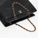 CHANEL Chain Hand Bag Caviar Skin Black Gold CC Auth 138564A-6