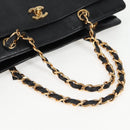CHANEL Chain Hand Bag Caviar Skin Black Gold CC Auth 138564A-7