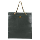 CHANEL Chain Hand Bag Caviar Skin Green Gold CC Auth 138565A-13