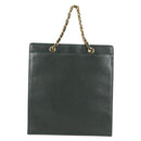 CHANEL Chain Hand Bag Caviar Skin Green Gold CC Auth 138565A-2