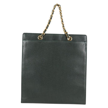 CHANEL Chain Hand Bag Caviar Skin Green Gold CC Auth 138565A - 0
