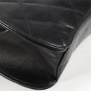 CHANEL Chain Hand Bag Lamb Skin Black Silver CC Auth 138566V-16