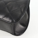 CHANEL Chain Hand Bag Lamb Skin Black Silver CC Auth 138566V-17