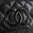 CHANEL Chain Hand Bag Lamb Skin Black Silver CC Auth 138566V-9