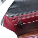 CHANEL Chain Hand Bag Lamb Skin Black Silver CC Auth 138566V-21