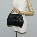 CHANEL Chain Hand Bag Lamb Skin Black Silver CC Auth 138566V-23
