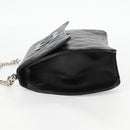 CHANEL Chain Hand Bag Lamb Skin Black Silver CC Auth 138566V-3