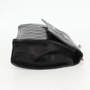 CHANEL Chain Hand Bag Lamb Skin Black Silver CC Auth 138566V-4