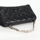 CHANEL Chain Hand Bag Lamb Skin Black Silver CC Auth 138566V-6