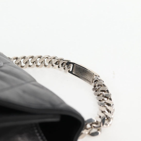 CHANEL Chain Hand Bag Lamb Skin Black Silver CC Auth 138566V