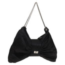 CHANEL Chain 2.55 Ribbon Shoulder Bag Satin Black Silver CC Auth 138568-1