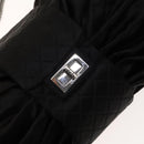 CHANEL Chain 2.55 Ribbon Shoulder Bag Satin Black Silver CC Auth 138568-19