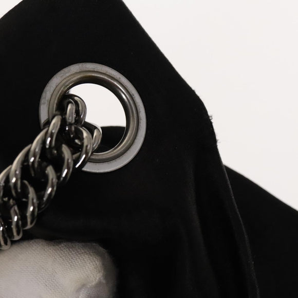 CHANEL Chain 2.55 Ribbon Shoulder Bag Satin Black Silver CC Auth 138568