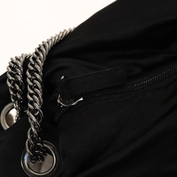 CHANEL Chain 2.55 Ribbon Shoulder Bag Satin Black Silver CC Auth 138568