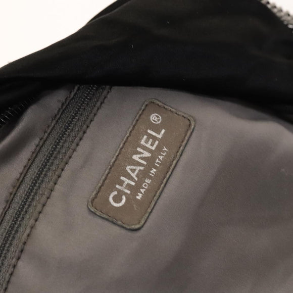 CHANEL Chain 2.55 Ribbon Shoulder Bag Satin Black Silver CC Auth 138568