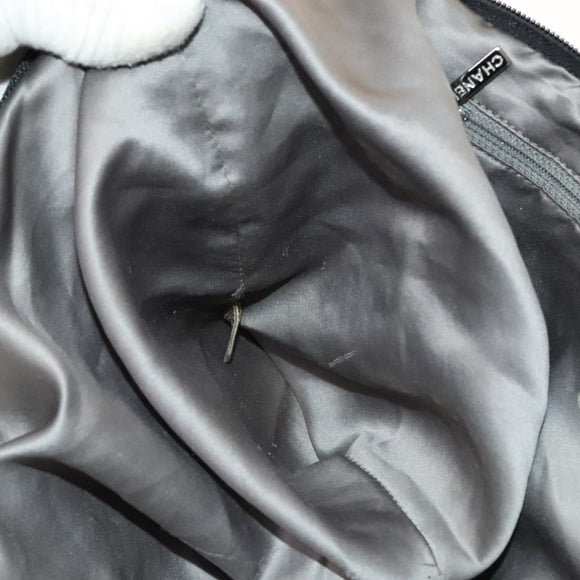 CHANEL Chain 2.55 Ribbon Shoulder Bag Satin Black Silver CC Auth 138568