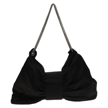 CHANEL Chain 2.55 Ribbon Shoulder Bag Satin Black Silver CC Auth 138568 - 0