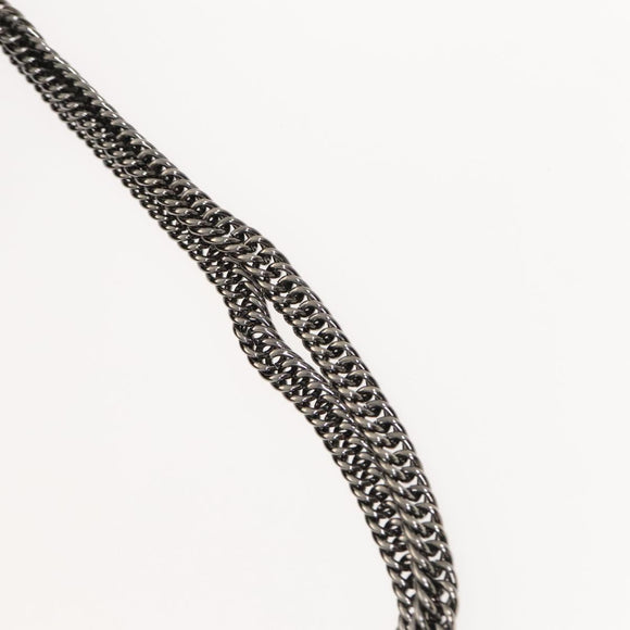 CHANEL Chain 2.55 Ribbon Shoulder Bag Satin Black Silver CC Auth 138568