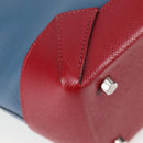 HERMES Maxi Box Cabas 30 Hand Bag Leather Blue Silver Auth 138569V-12