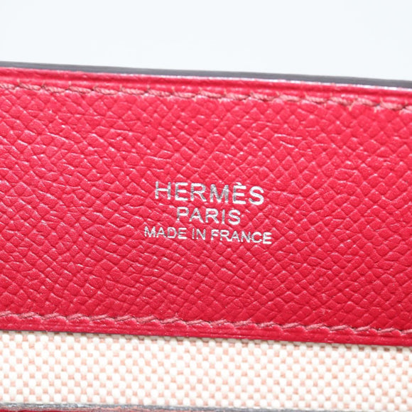 HERMES Maxi Box Cabas 30 Hand Bag Leather Blue Silver Auth 138569V