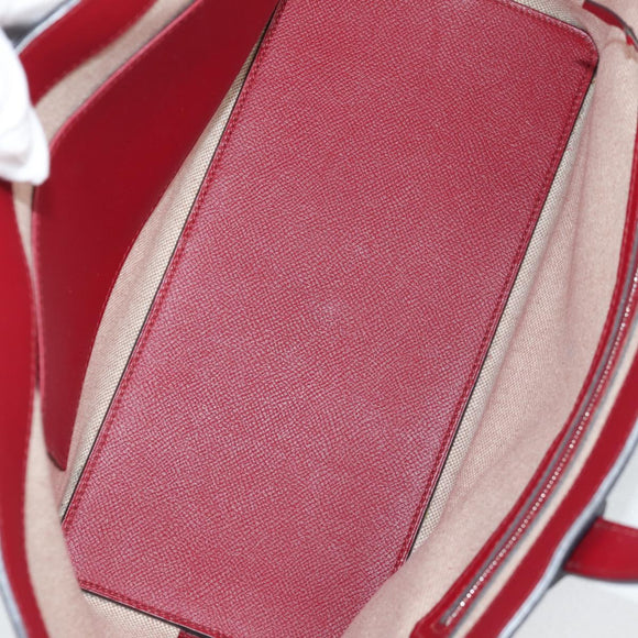 HERMES Maxi Box Cabas 30 Hand Bag Leather Blue Silver Auth 138569V