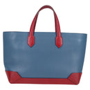 HERMES Maxi Box Cabas 30 Hand Bag Leather Blue Silver Auth 138569V-3