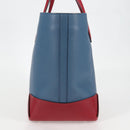 HERMES Maxi Box Cabas 30 Hand Bag Leather Blue Silver Auth 138569V-4