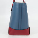 HERMES Maxi Box Cabas 30 Hand Bag Leather Blue Silver Auth 138569V-5