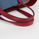 HERMES Maxi Box Cabas 30 Hand Bag Leather Blue Silver Auth 138569V-7