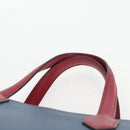 HERMES Maxi Box Cabas 30 Hand Bag Leather Blue Silver Auth 138569V-8