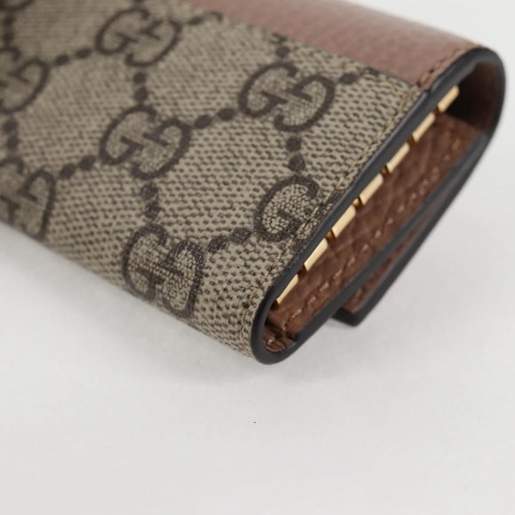 GUCCI GG Supreme Key Case PVC Beige Gold 456118 Auth 138570M