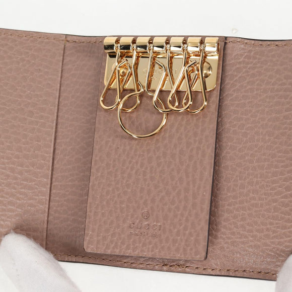 GUCCI GG Supreme Key Case PVC Beige Gold 456118 Auth 138570M