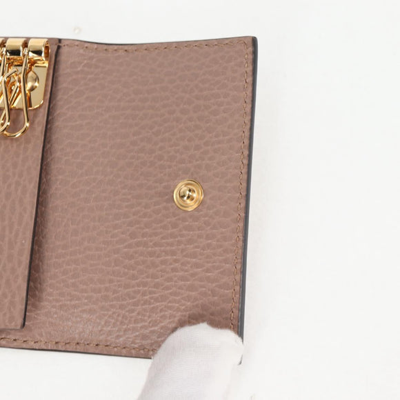 GUCCI GG Supreme Key Case PVC Beige Gold 456118 Auth 138570M