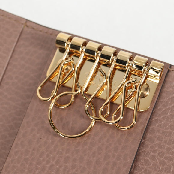 GUCCI GG Supreme Key Case PVC Beige Gold 456118 Auth 138570M