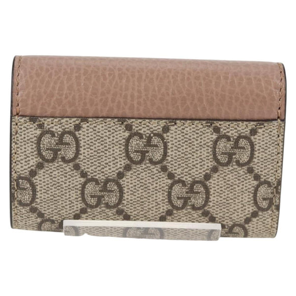 GUCCI GG Supreme Key Case PVC Beige Gold 456118 Auth 138570M