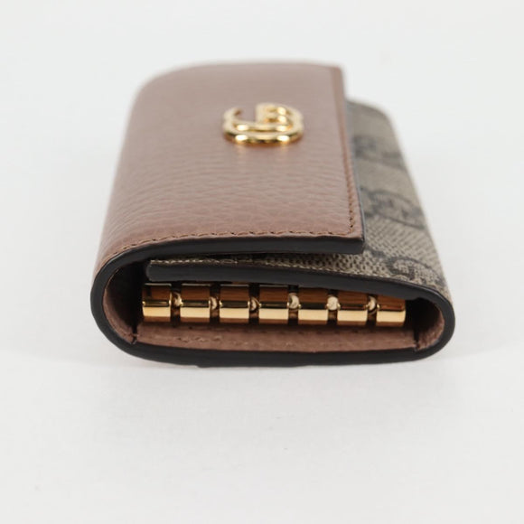 GUCCI GG Supreme Key Case PVC Beige Gold 456118 Auth 138570M