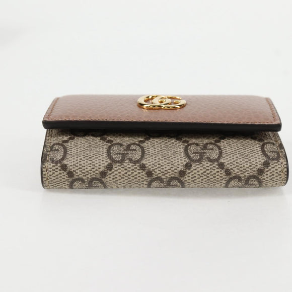 GUCCI GG Supreme Key Case PVC Beige Gold 456118 Auth 138570M