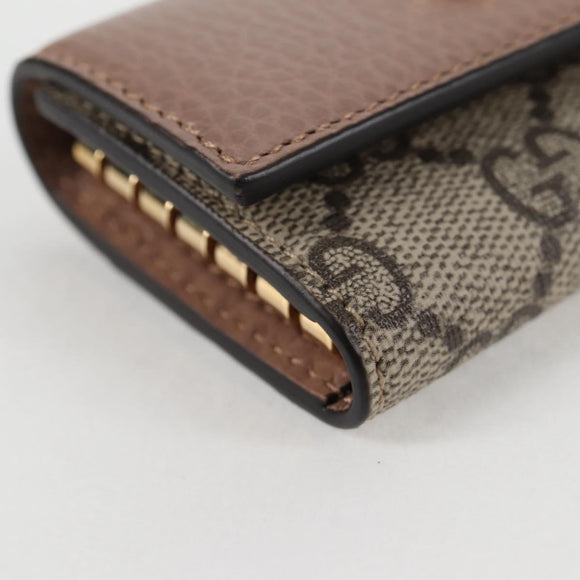 GUCCI GG Supreme Key Case PVC Beige Gold 456118 Auth 138570M