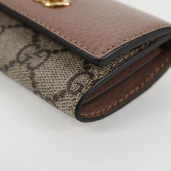 GUCCI GG Supreme Key Case PVC Beige Gold 456118 Auth 138570M
