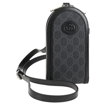 GUCCI GG Supreme Shoulder Bag PVC Black Silver 724357 Auth 138571M