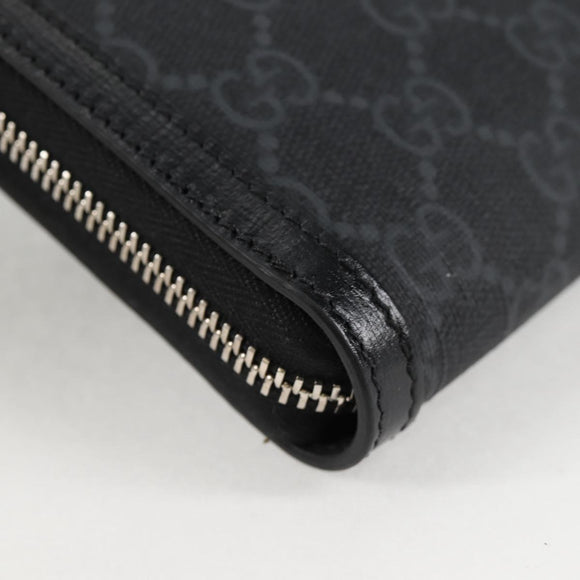 GUCCI GG Supreme Shoulder Bag PVC Black Silver 724357 Auth 138571M