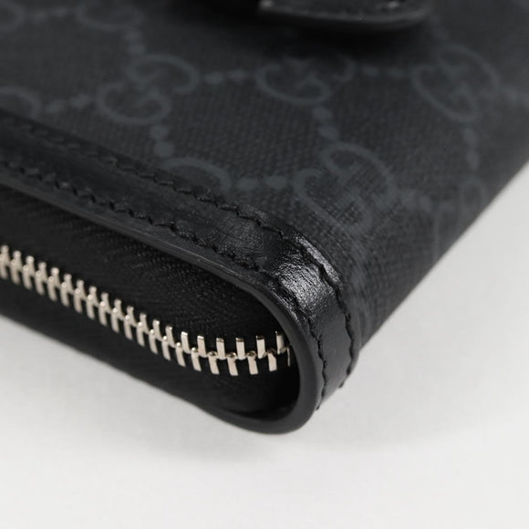 GUCCI GG Supreme Shoulder Bag PVC Black Silver 724357 Auth 138571M