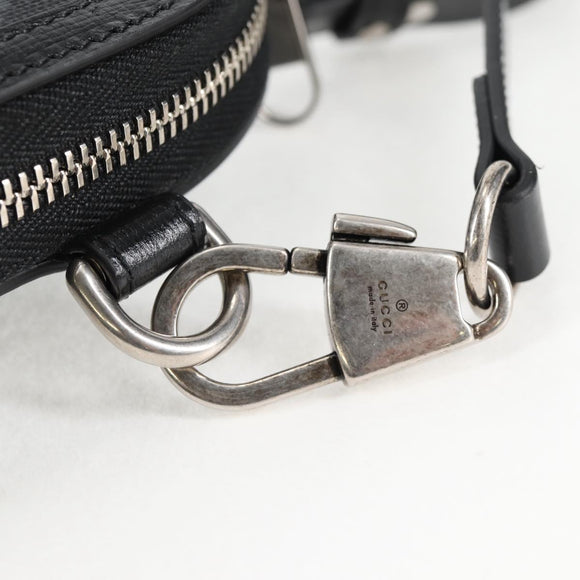 GUCCI GG Supreme Shoulder Bag PVC Black Silver 724357 Auth 138571M